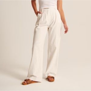 Abercrombie & Fitch Linen Blend Tailored Wide Leg pant